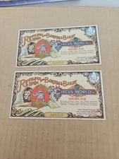Lot Of 2 RINGLING BROTHERS BARNUM BAILEY CIRCUS WORLD Adult COLLECTOR TICKETS