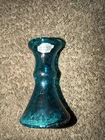BLENKO Blue CRACKLE GLASS Vase / 4.25 Inches / VINTAGE American, Pre-1982
