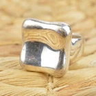 Vintage Sterling Silver Wavy Concave Square Ring 8.75 Modernist MCM Pillow 925