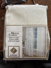 Lorraine Home Fashions Monte Carlo Sheer Super Wide Tailored Pair 120x72 Ivory