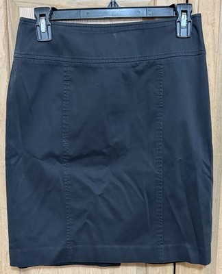 Talbots pencil skirt women s Petite Size 2P black zip back slit lined cotton