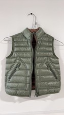 Olive Green Lightweight Puffer Vest with Zipper Pocket-Kids 6-7