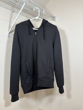 Men's Black Fleece Full Zip Hoodie with Hood and Pockets