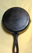 Vintage Wapak No. 3 a Cast Iron Skillet
