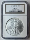 1996 American Silver Eagle $1 NGC MS69 1 Ozt .999 Silver