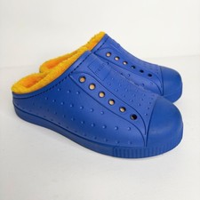 Native Shoes Cozy Jefferson Blue Faux Fur Slip On Cozy Clogs Kids C13