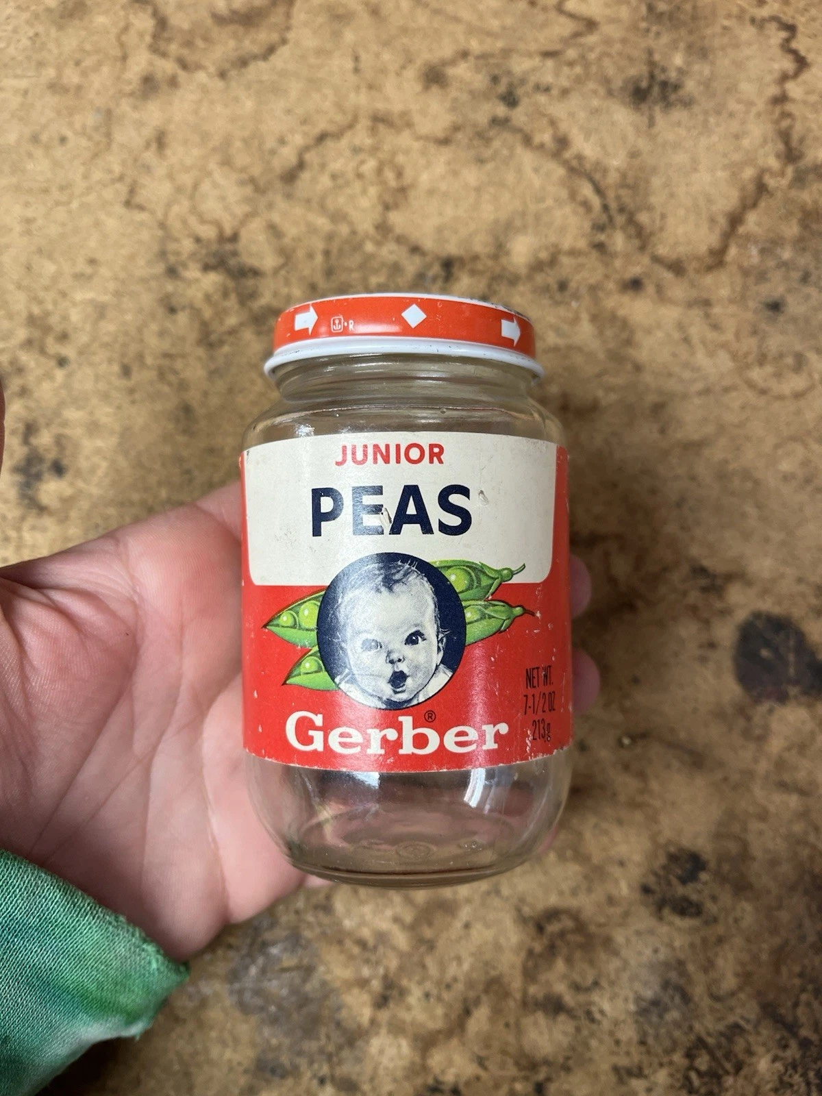 Vntg EMPTY 1980s Gerber Baby Food Jar Junior Peas Prop Screws 7 1/2 Oz HTF RARE
Opens in a new windo