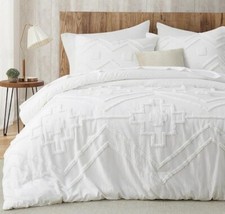 100 Cotton White Tufted Fringe Bedding Duvet Cover - 3 Piece Boho Duvet Cover