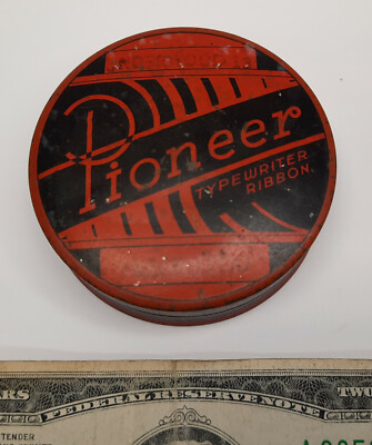 Antique PIONEER TYPEWRITER RIBBON empty TIN ROCHESTER NY 1910/20'S UNDERWOOD