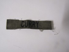 MILITARY PATCH SEW ON NAME TAPE TAG US ARMY COMBAT USED WITH NAME CURRY