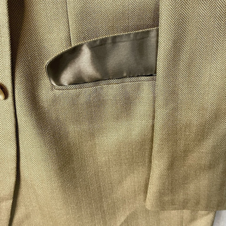 Blazer masculino Chaps Ralph Lauren 42L bronzeado espinha de peixe seda casaco esportivo preppy - Imagem 3 de 4