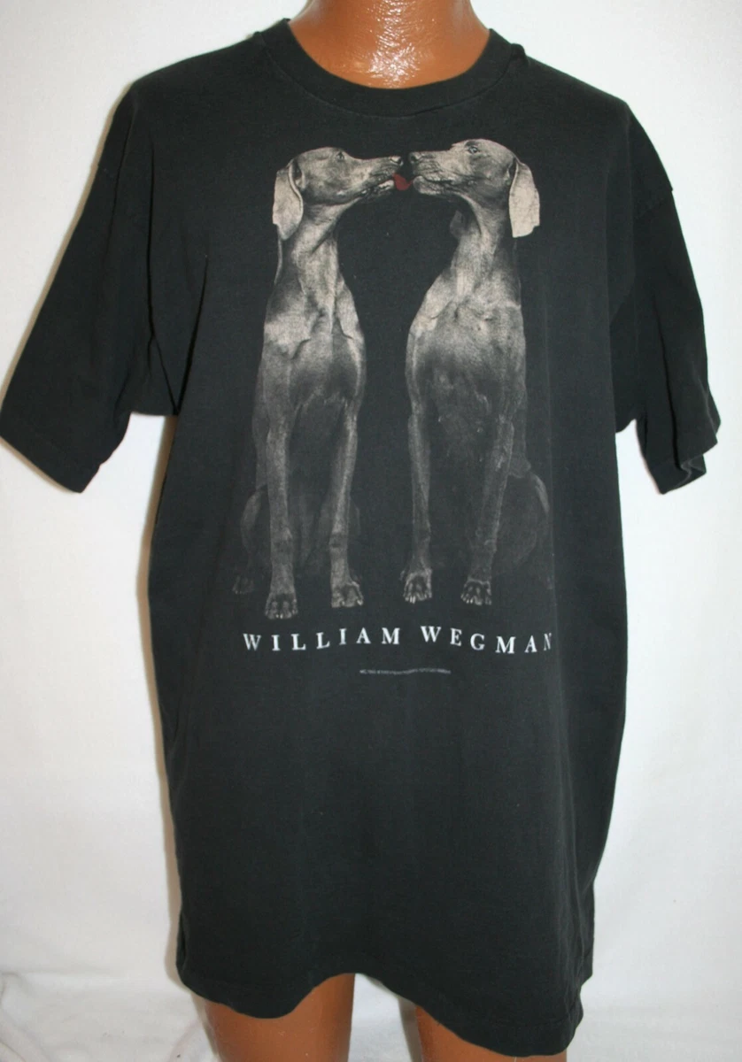 Vintage 90s WILLIAM WEGMAN Weimaraner Dogs Photo Art T-SHIRT L Single  Stitch Vtg