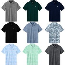 Men Golf Polo Button Short Sleeve Shirt Breathable Lightweight Active Work Gym