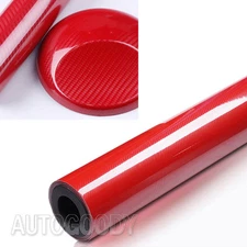 12" x 60" HIGH GLOSS 5D Red Carbon Fiber Vinyl Wrap Air Bubble Free 1ft x 5ft 6D