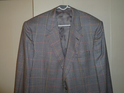 Chester Barrie Savile Row Plaid/Check Wool & Silk Blazer, Size 46