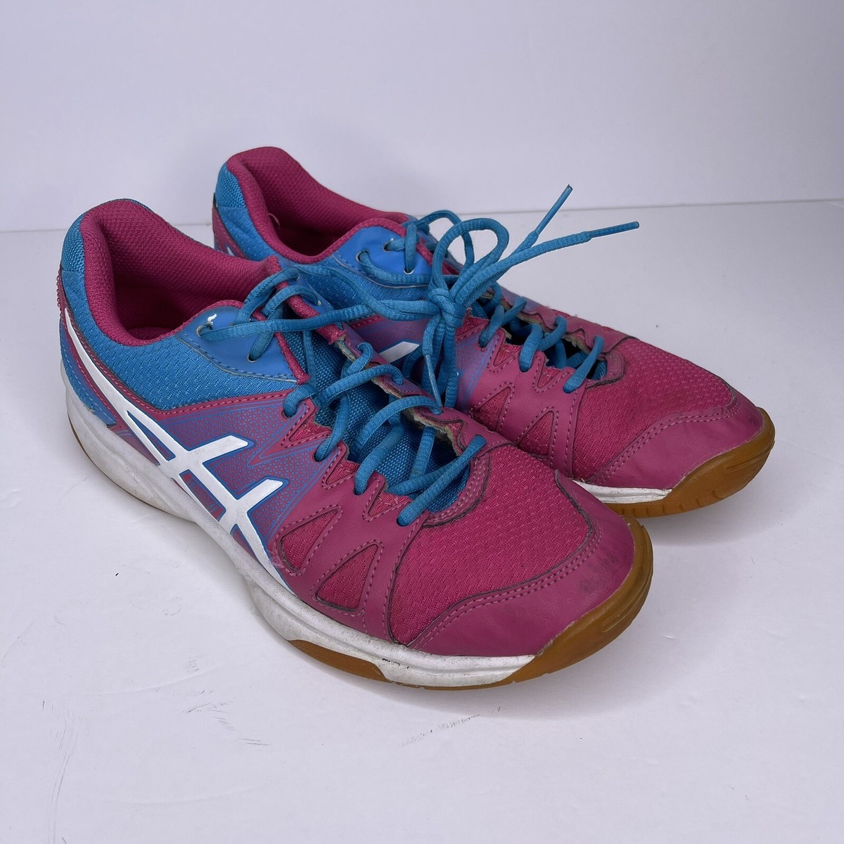 Women's sz 7.5 M ASICS Gel-Upcourt Pink Blue White Tennis Shoes