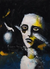 ORIGINAL ART acrylic painting modern pop Surreal ABSTRACT Portrait Expressive