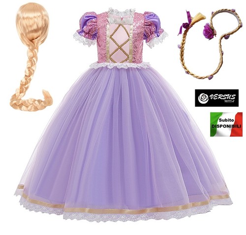 Rapunzel Vestito Carnevale Maschera Raperonzolo Tangled Girl Dress up  RAP004 | eBay