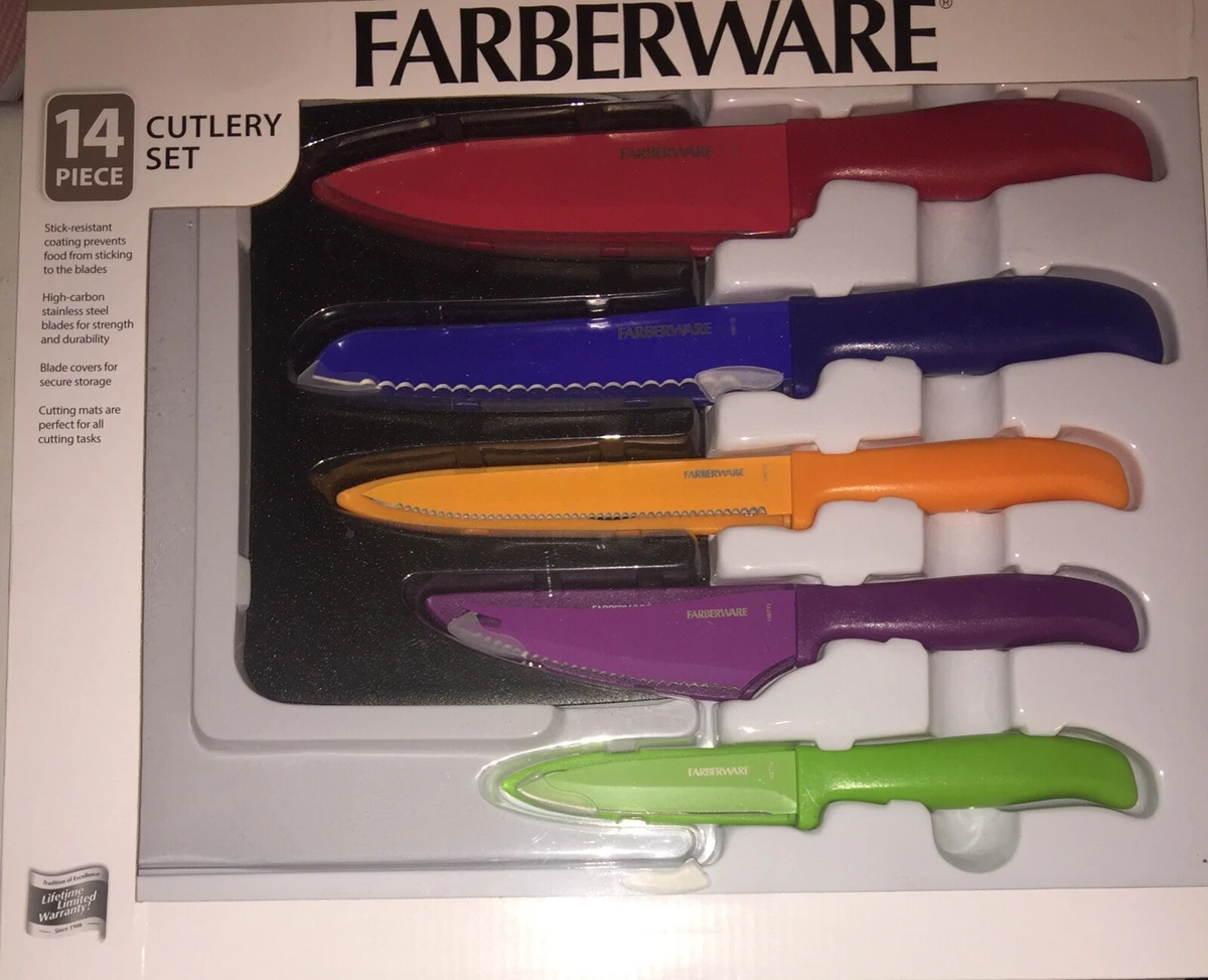 Farberware 14 Piece Cutlery Set NEW NIB Knife Paring Sheath W Cutting Mat  Gift