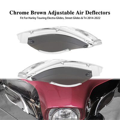 Chrome Batwing Fairing Brown Air Deflectors For Harley Street Electra Glide 14+