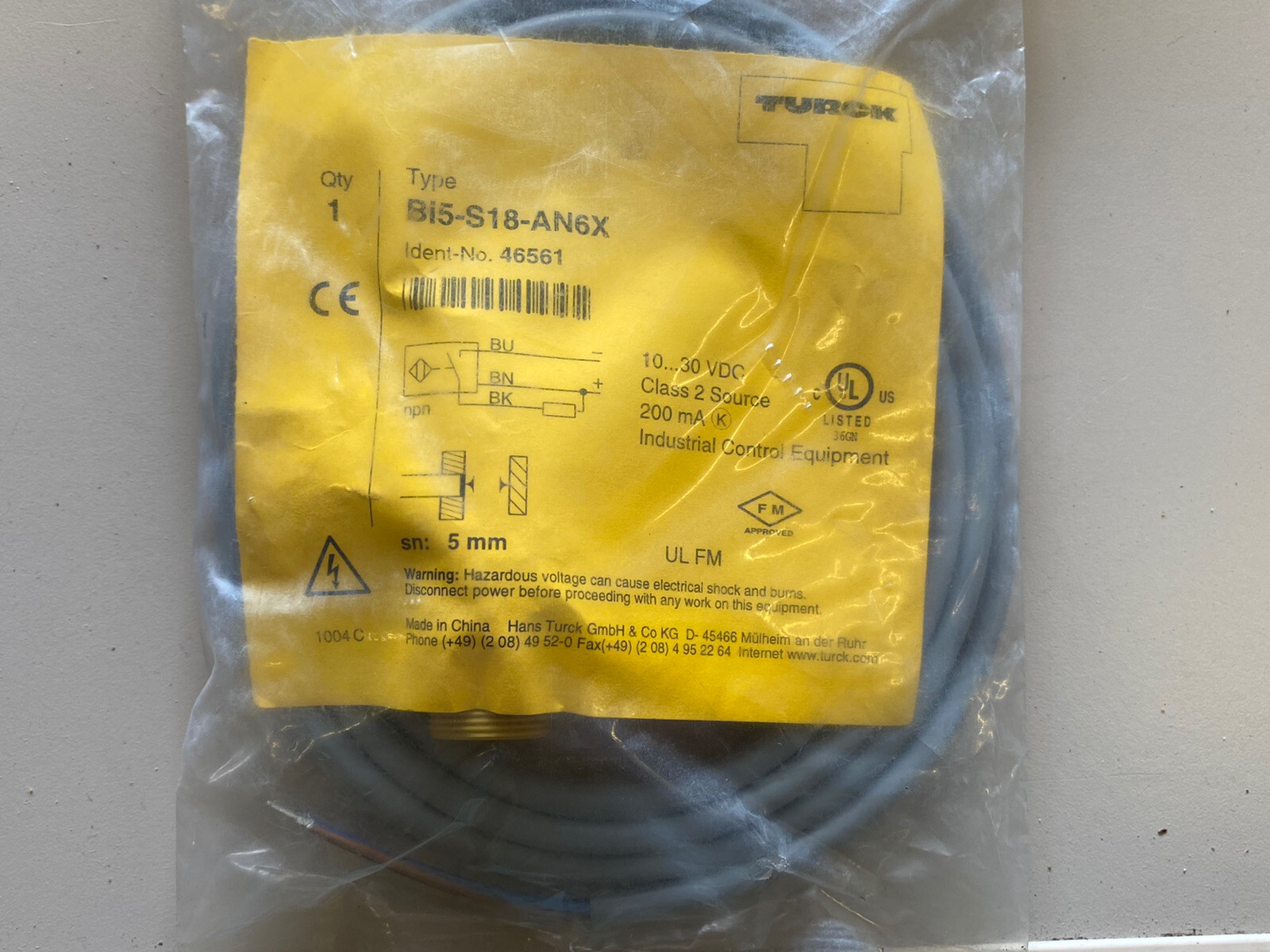 TURCK BI5-S18-AN6X Inductive Sensor M18 NPN 46542 1kHz New & OVP