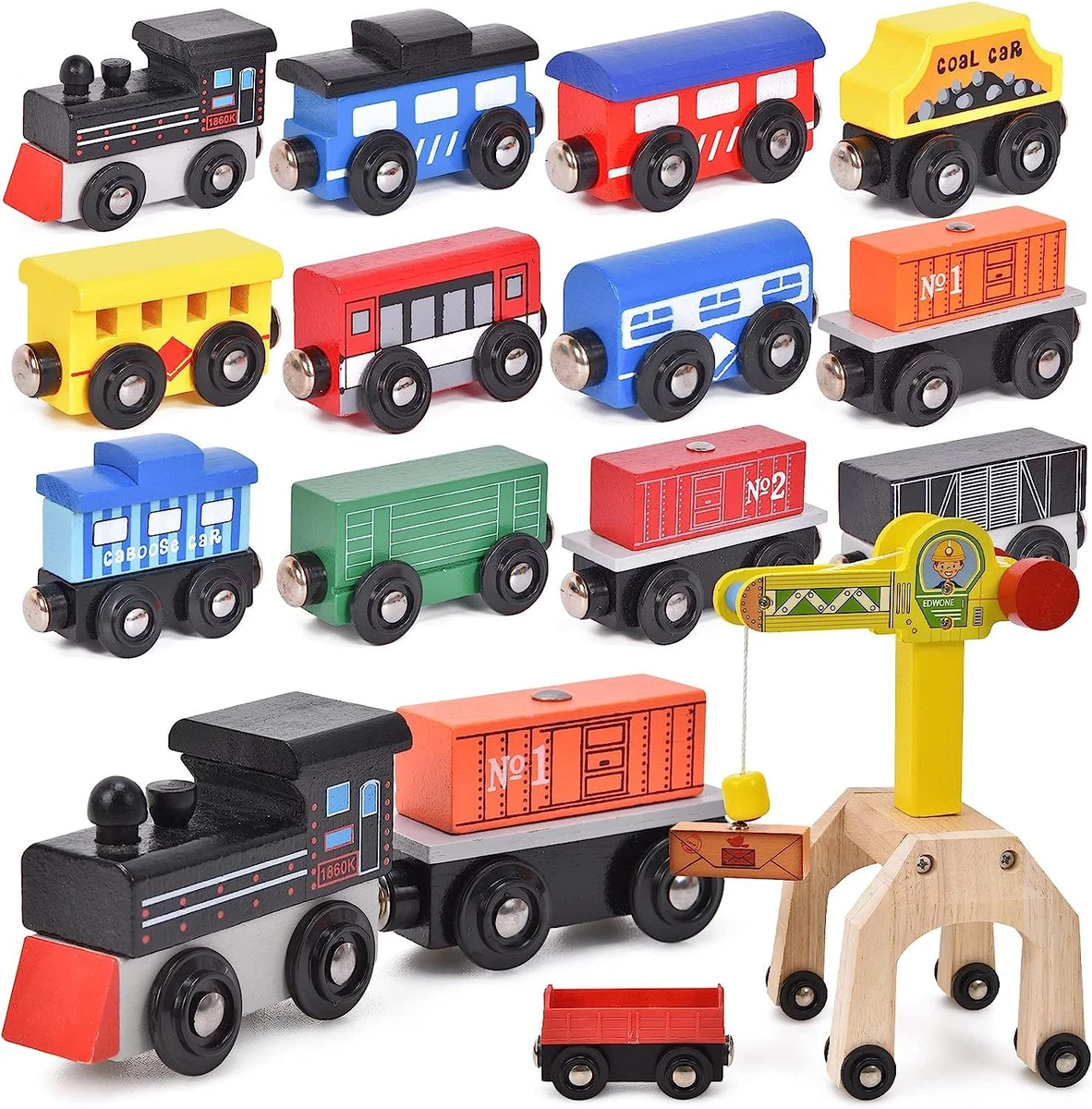 Wooden Toy Train Track Set 37 Piece Puzzles Kids Educational