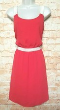 ANNTAYLOR  loft Size S Fit &Flare Red Dress Faux Belt Mini Sleeveless Dress . 47