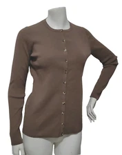 Worth M Cardigan Sweater Women Brown Ribbed Stretchy Preppy School Business EUC