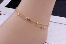 Dainty Minimalist Anklet - Gold or Silver Tone Multi-Layer Ankle Bracelet