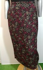Women's SAG HARBOR SKIRT Size 16 Faux Wrap Floral Print Mid-Calf Elastic Waist