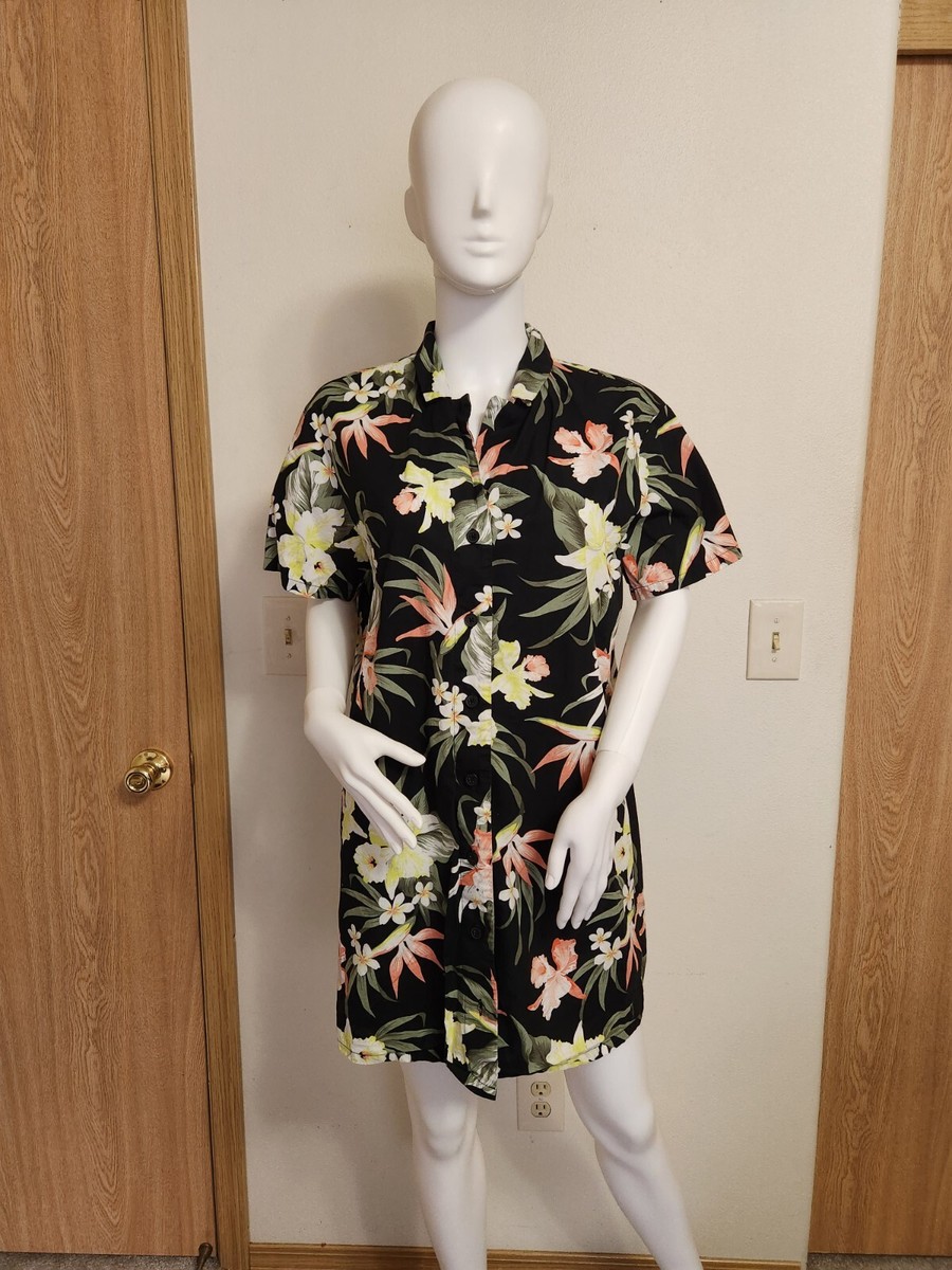h&m floral dress short H&M Floral Short Shirt Buttoned Dress Size Small
