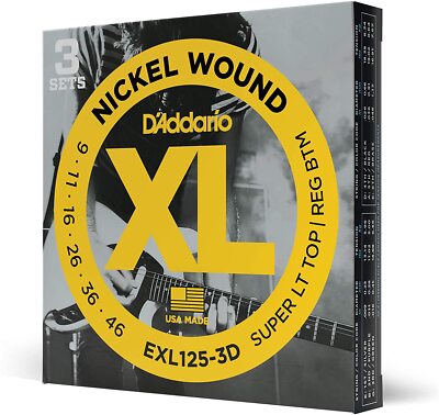 3 Pack D'Addario EXL125-3D Nickel Wound Guitar Strings