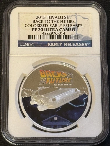 2015 Tuvalu Silver Coin Back To The Future DeLorean BTTF NGC PF 70 Ultra Cameo