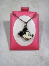 Vintage Walt Disney Mickey Mouse Enamel Silver Tone 14" Child's Necklace NOS New