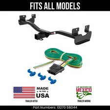 For 06-10 Hummer H3 Trailer Hitch +4Way Wiring Fits All Models Curt 13270 58044