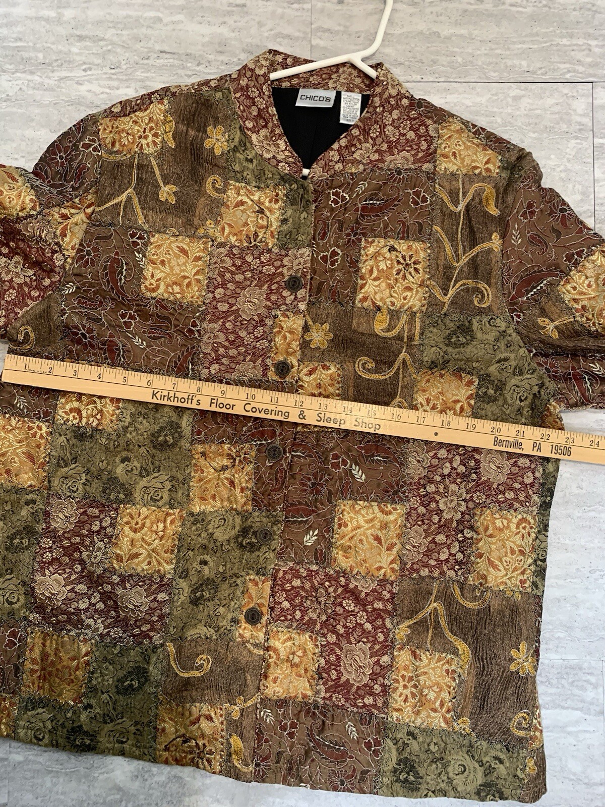 Chico’s Jacket Size 3 (XL/16) Patchwork Metallic … - image 8