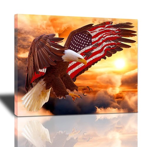 Bulldogge Lederarbeiten Amerikanischer Weißkopfseeadler Wandbild, fliegende Leinwandbilder Patr...