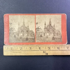 Green-Wood Cemetery Brooklyn Gothic Front Gate Stereoview Antique c1865 X2421