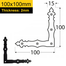 Black Decorative Flat Right Angle Bracket L Shape Corner Repair Mending  Plate