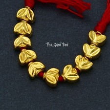 4.2mmx4.8mm 18k Solid Yellow Gold Fancy Leaf Spacer Findings Beads 1.6" 10 