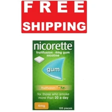 Nicorette FRUIT FUSION Stop Smoking Aid Chewing Gum 4mg 105Pieces-FRUITFUSION