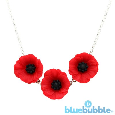 Bluebubble POPPY DAYS Carved 3 Flower Necklace Pretty Vintage Sweet Cute Retro