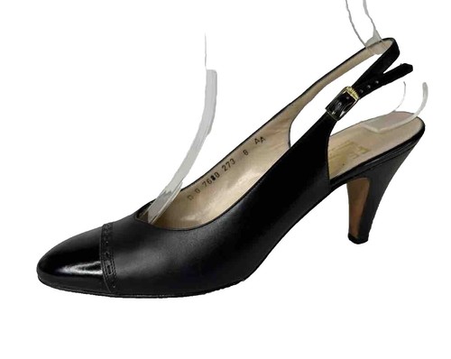 【フェラガモ】 FERRAGAMO Size 9 ILEEN Black Crystal Slingback Heels Pumps Shoes