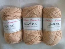 Lot of 3 Skeins Filatura Lanarota LUXOR DK Yarn Cotton Acrylic Blend #160 Peach