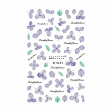 Nail Art 3D Stickers Stones Design Decoration Tips Flowers Purple Green XF3242