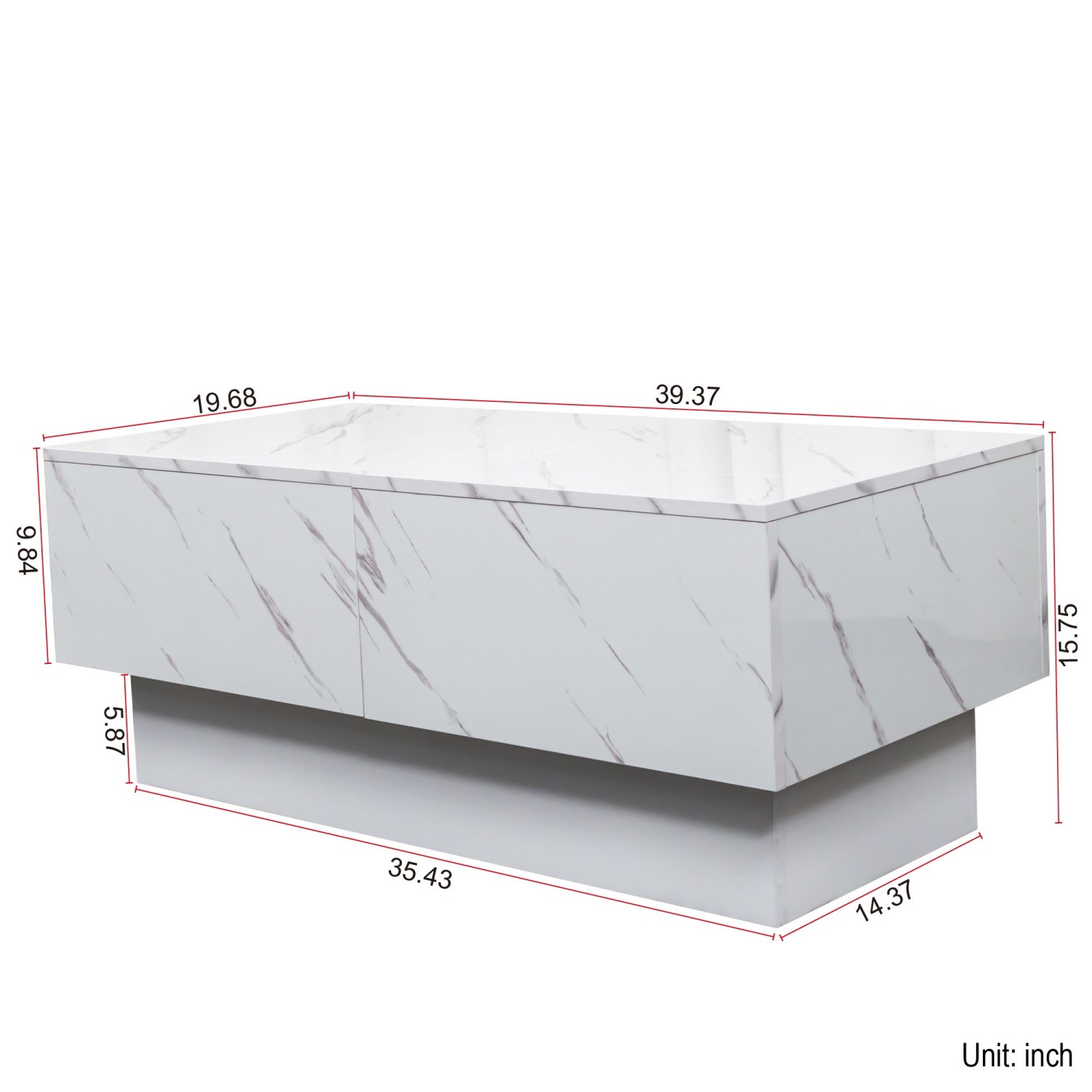 LED Coffee Table Center Cocktail Table w/ Sliding Tabletop & Hidden Storage