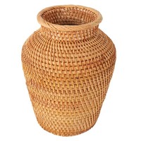 Rattan Gewebte Vase Kunst Vase Mode Tisch Dekoration Pflanzen Blumen Topf F9898