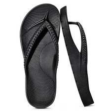 Flip Flops Arch Support Orthopedic Sandals for Plantar Fasciitis Black 39