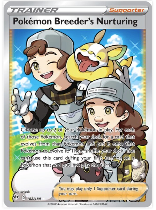 Pokémon TCG Pokemon Breeder's Nurturing Darkness Ablaze 188/189 NM