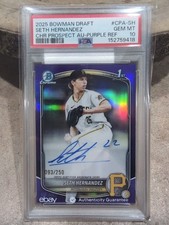 2025 Bowman Draft Seth Hernandez Purple Refractor Auto 93/250 PSA 10